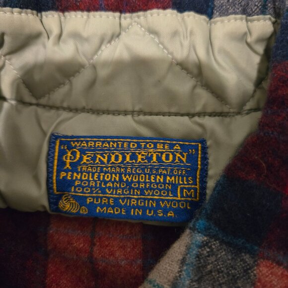 Vintage Pendleton Virgin Wool Red Shadow Flannel Button Down Shirt M - Picture 2 of 3